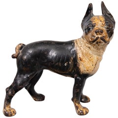 Antique Early Hubley Cast Iron Boston Terrier Dog Doorstop