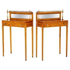 Antique Pair Sheraton Console Tables Satinwood Painted