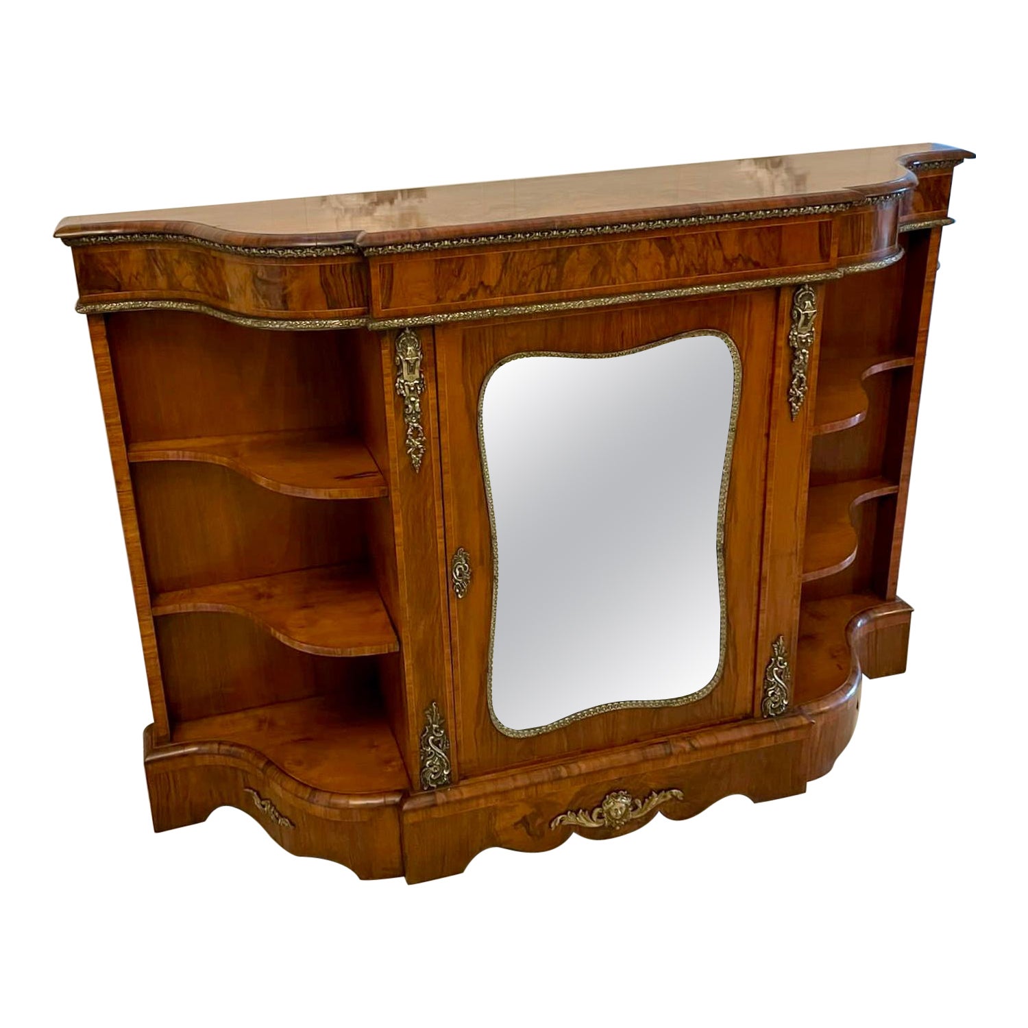 Fine Quality Victorian Burr Walnut and Ormolu Credenza/Sideboard For Sale