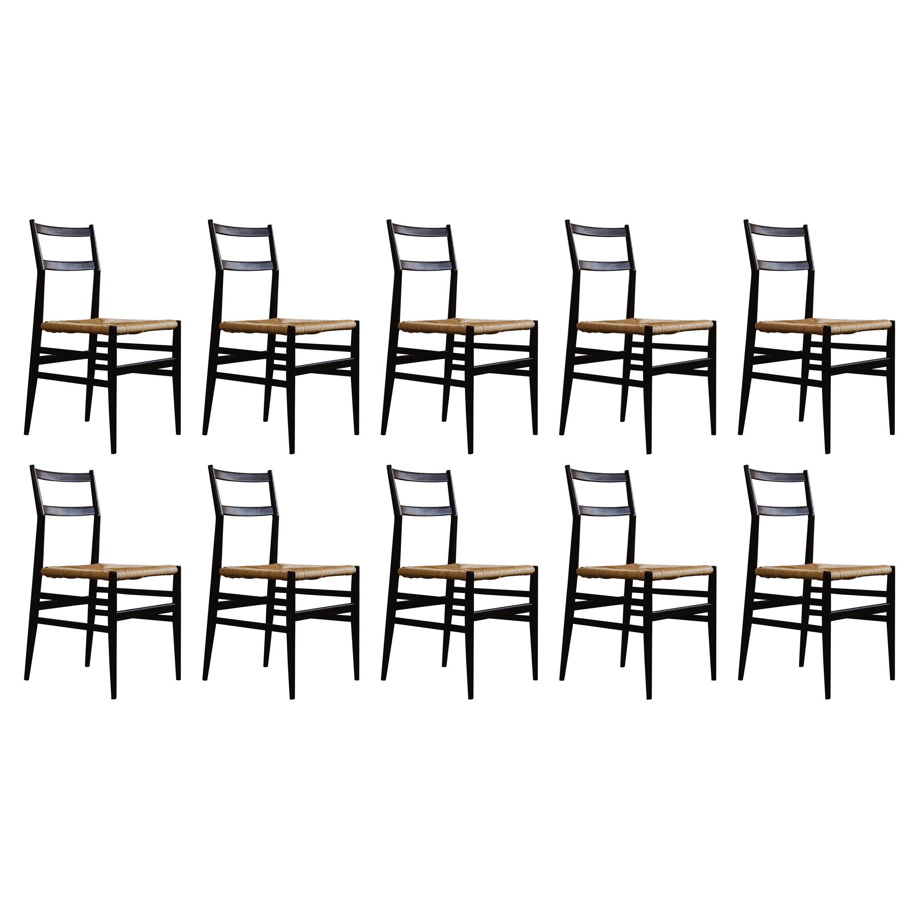 Gio Ponti 646 "Leggera" Dining Chairs for Cassina, 1952, Set of 10 For Sale