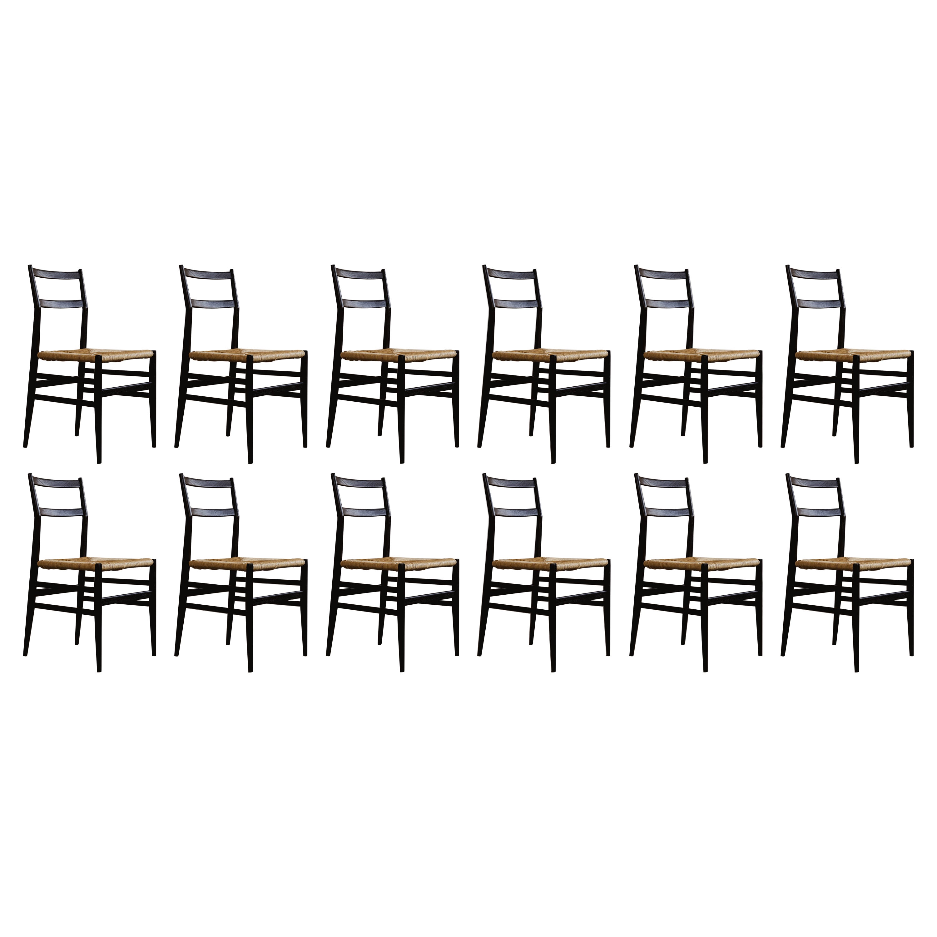 Gio Ponti 646 "Leggera" Dining Chairs for Cassina, 1952, Set of 12 For Sale