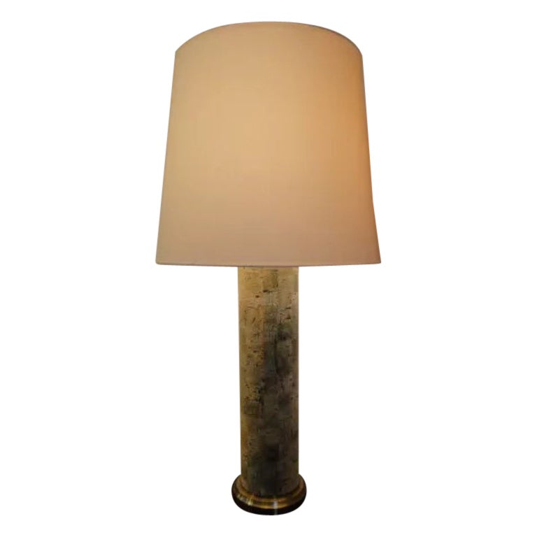 Holm Sørensen Large Table Lamp in Cork and Brass, Denmark For Sale