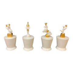 Jean bOGGIO, suite de 4 pots à couvercle sur le thème du cirque