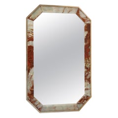 Miroir octogonal vintage en onyx et laiton, Italie