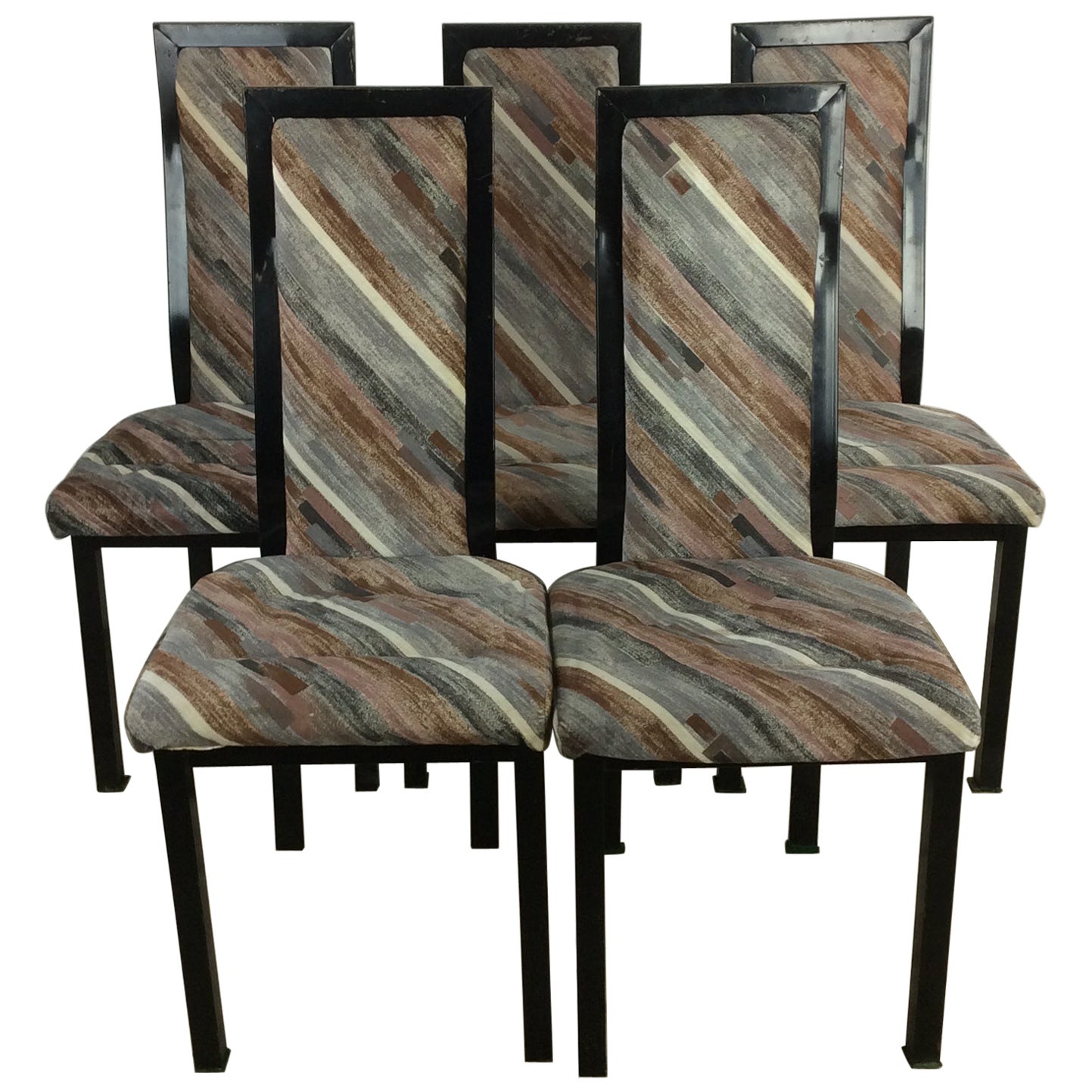 Set of 5 Postmodern Dining Chairs with Vintage Upholstery