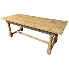 Antique Good Quality French Bleached Oak Farmhouse Dining Table