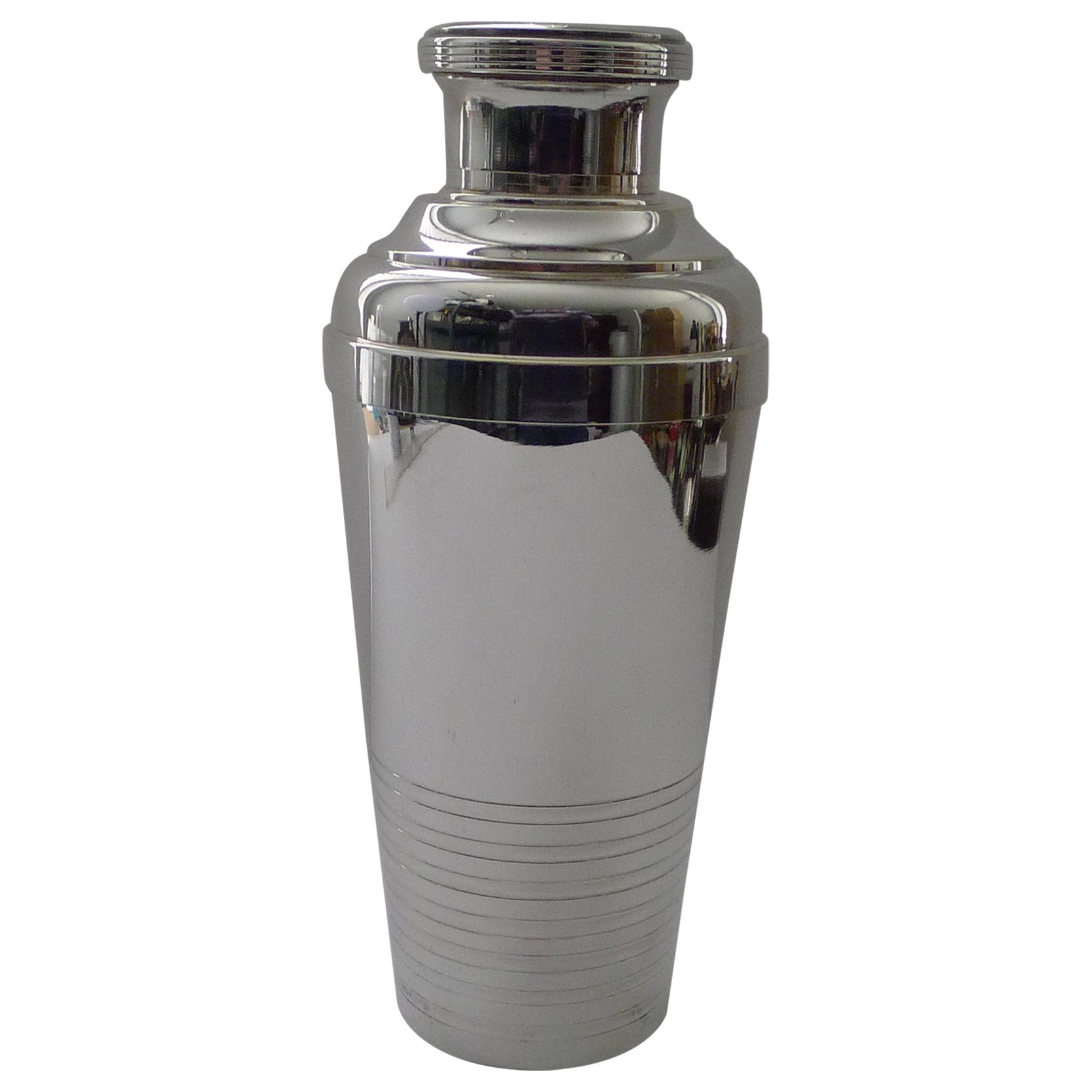 Large French Art Deco Silver Plated Cocktail Shaker