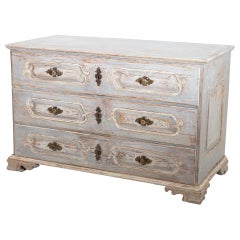 Hand-painted white and blue Baroque Commode, 18th Century