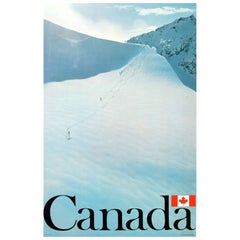 Original Used Travel Poster Canada Ski Slope Winter Sports Mountain Skiing