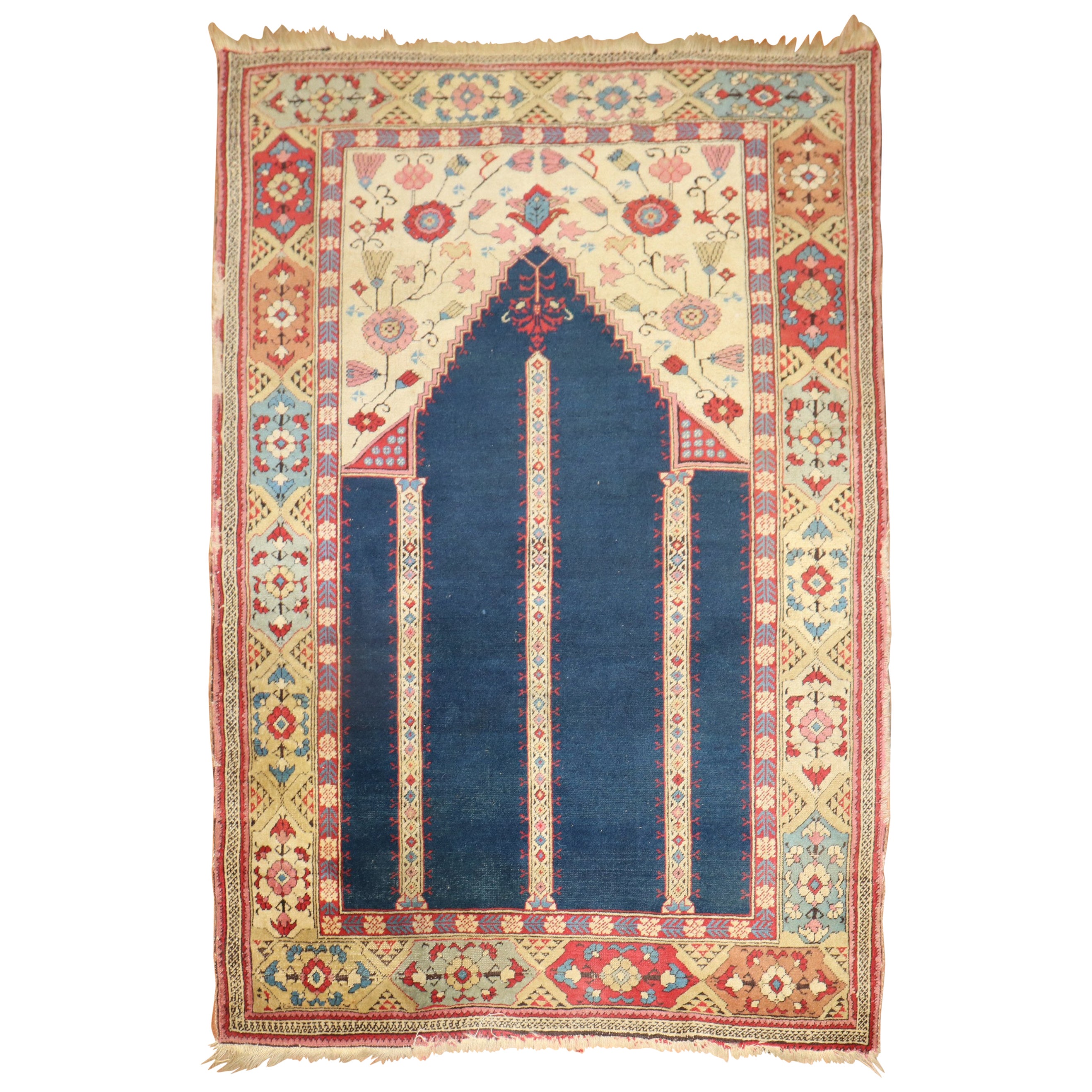 Tapis de prière roumain translucide de Tuduc collection Zabihi du 19ème siècle 