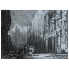 Original Antique Print of The Ancient City of Petra, After David Roberts, 1834
