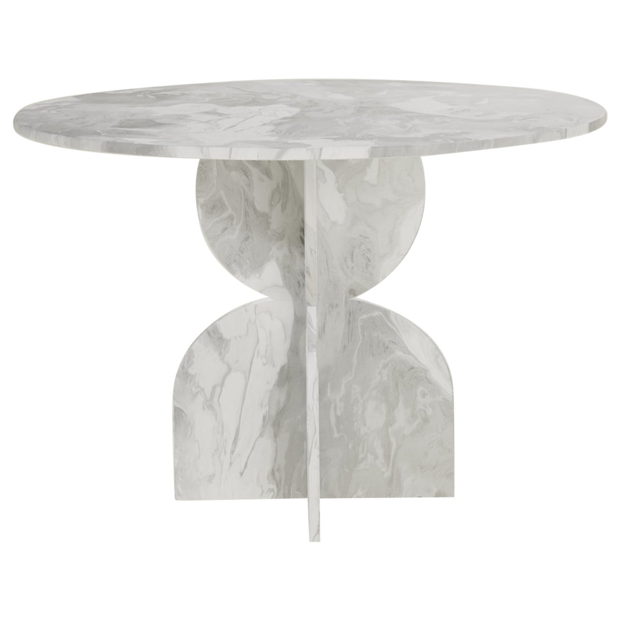 Table ronde blanche contemporaine en plastique 100 % recyclé fabriquée à la main par Anqa Studios en vente