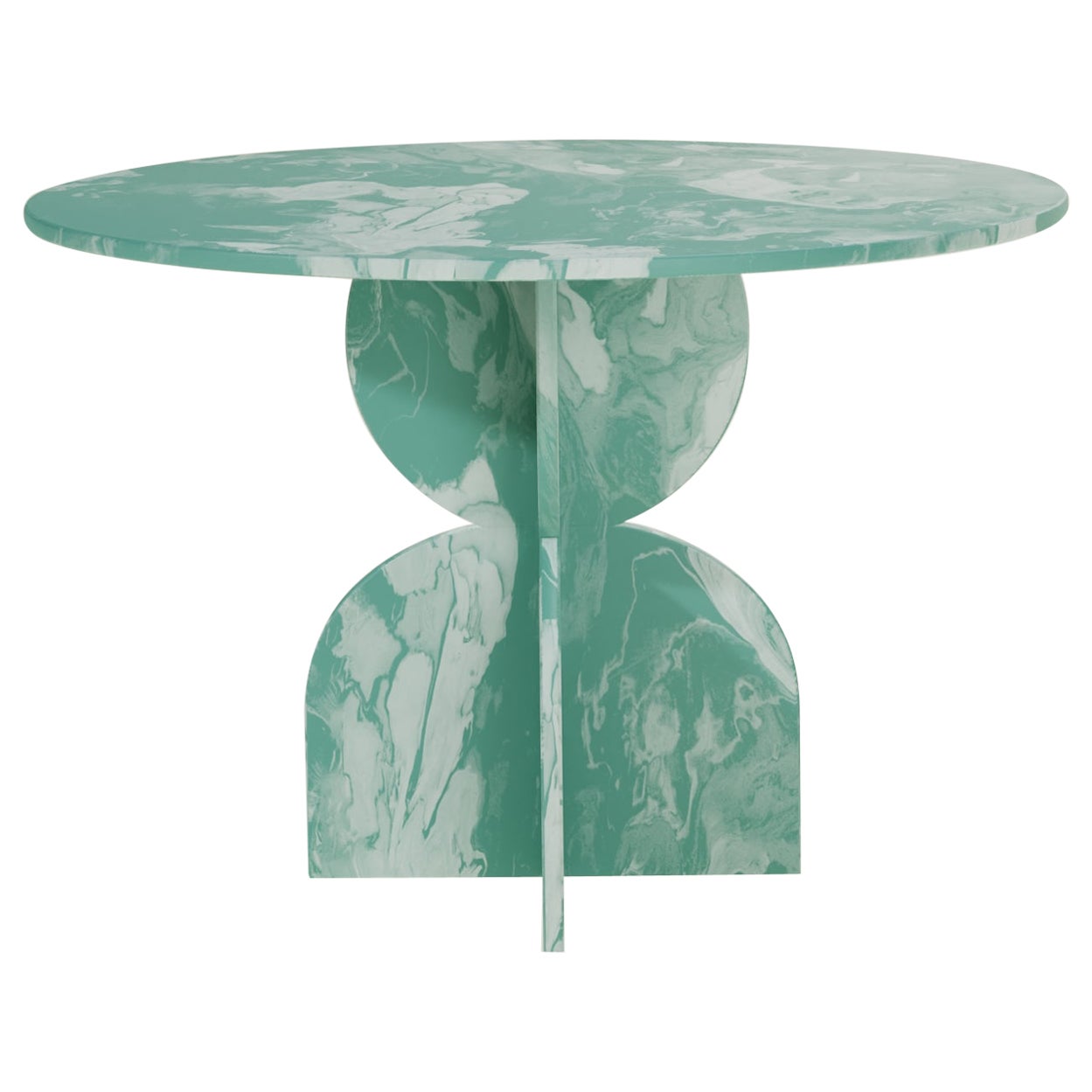 Contemporary Green Round Table Handcrafted 100% Recycled Plastic by Anqa Studios For Sale