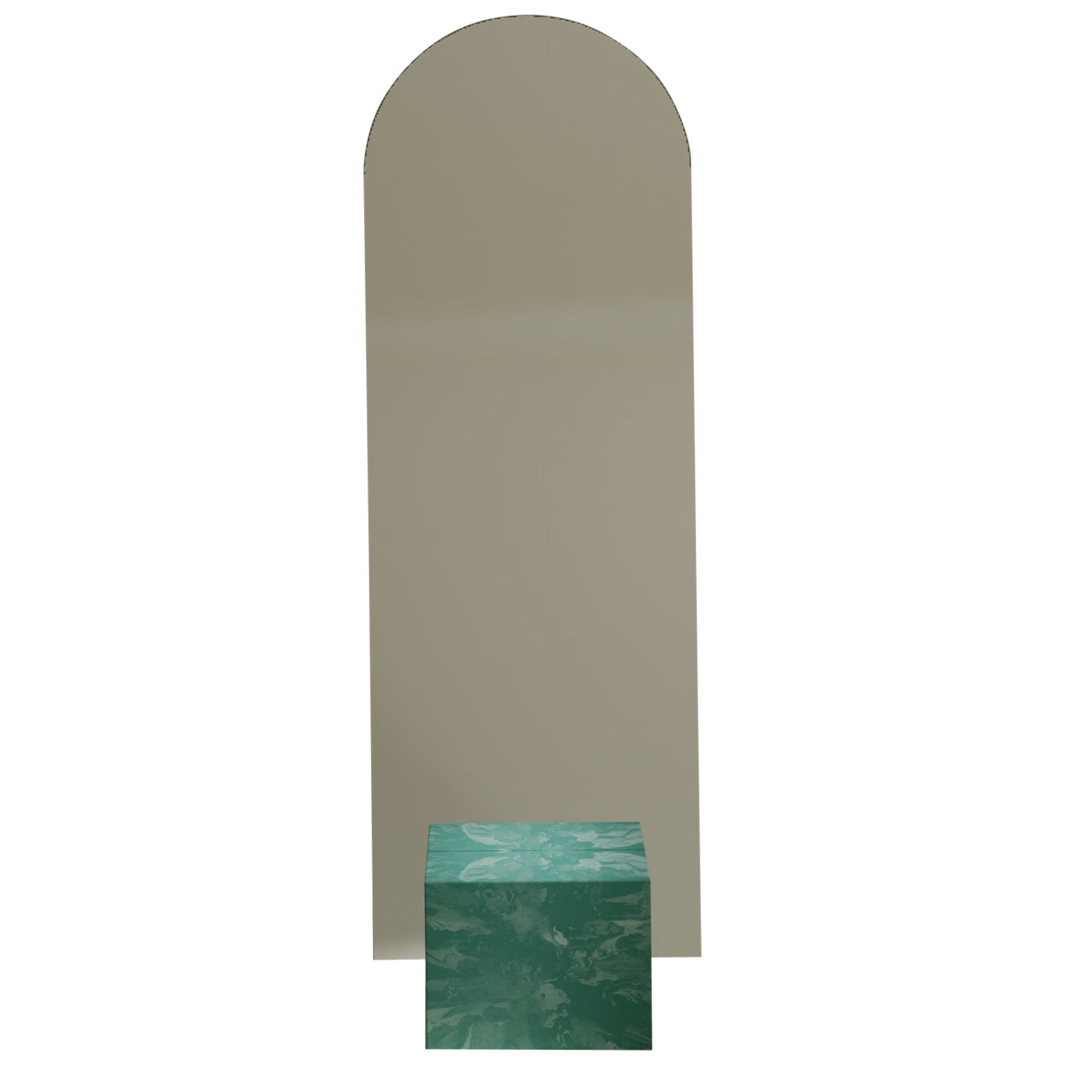 Green Standing Mirror handcrafted from 100% Recycled Plastic by Anqa Studios For Sale