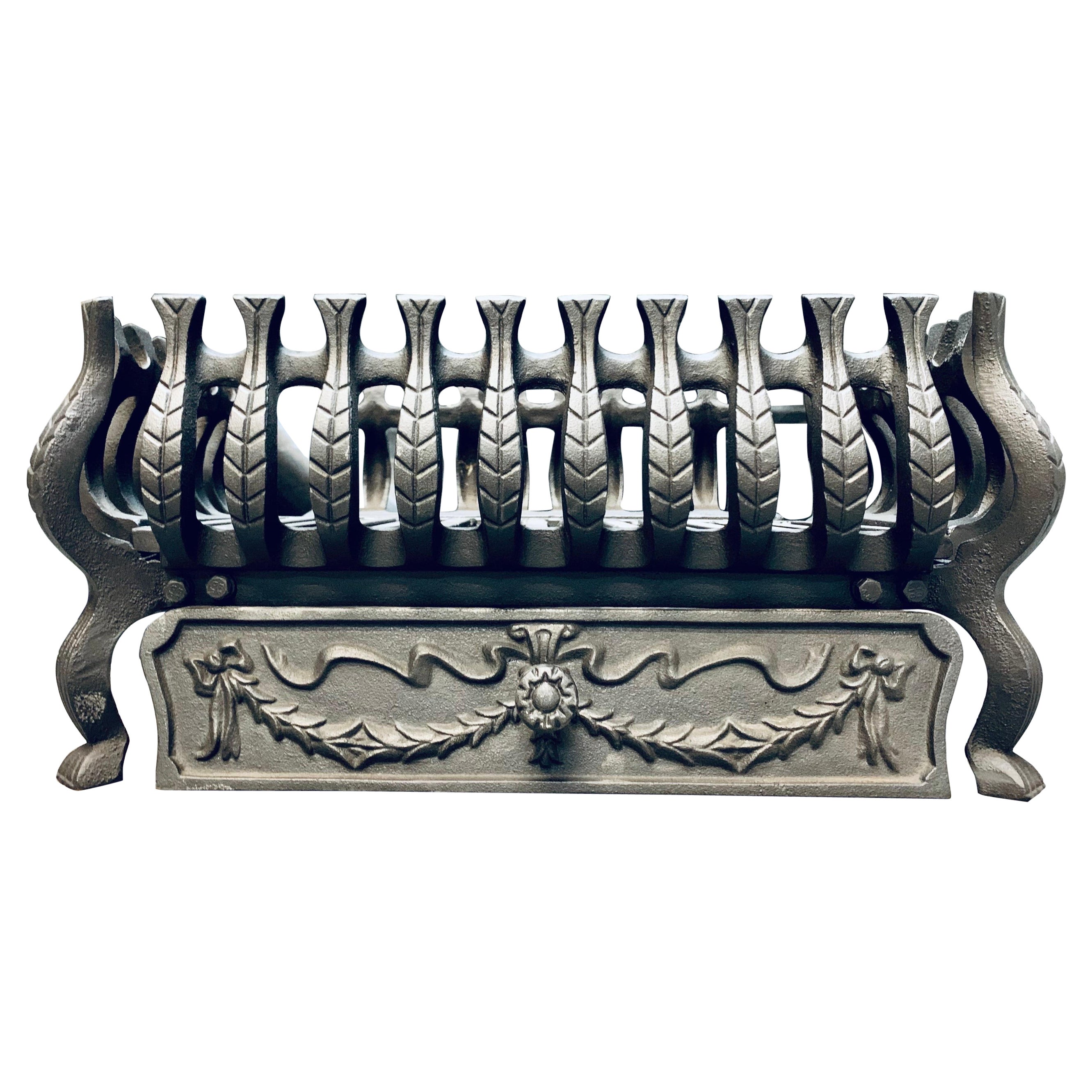 Victorian Period Style Cast Iron Fire Grate For Sale