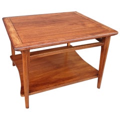 Used Four Legs and Two Trays Oak Side Table, Stamped