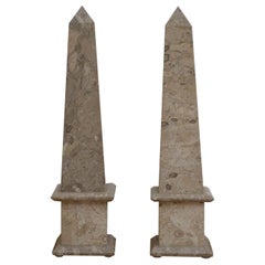 Pair of Fossilised Marble Obelisks
