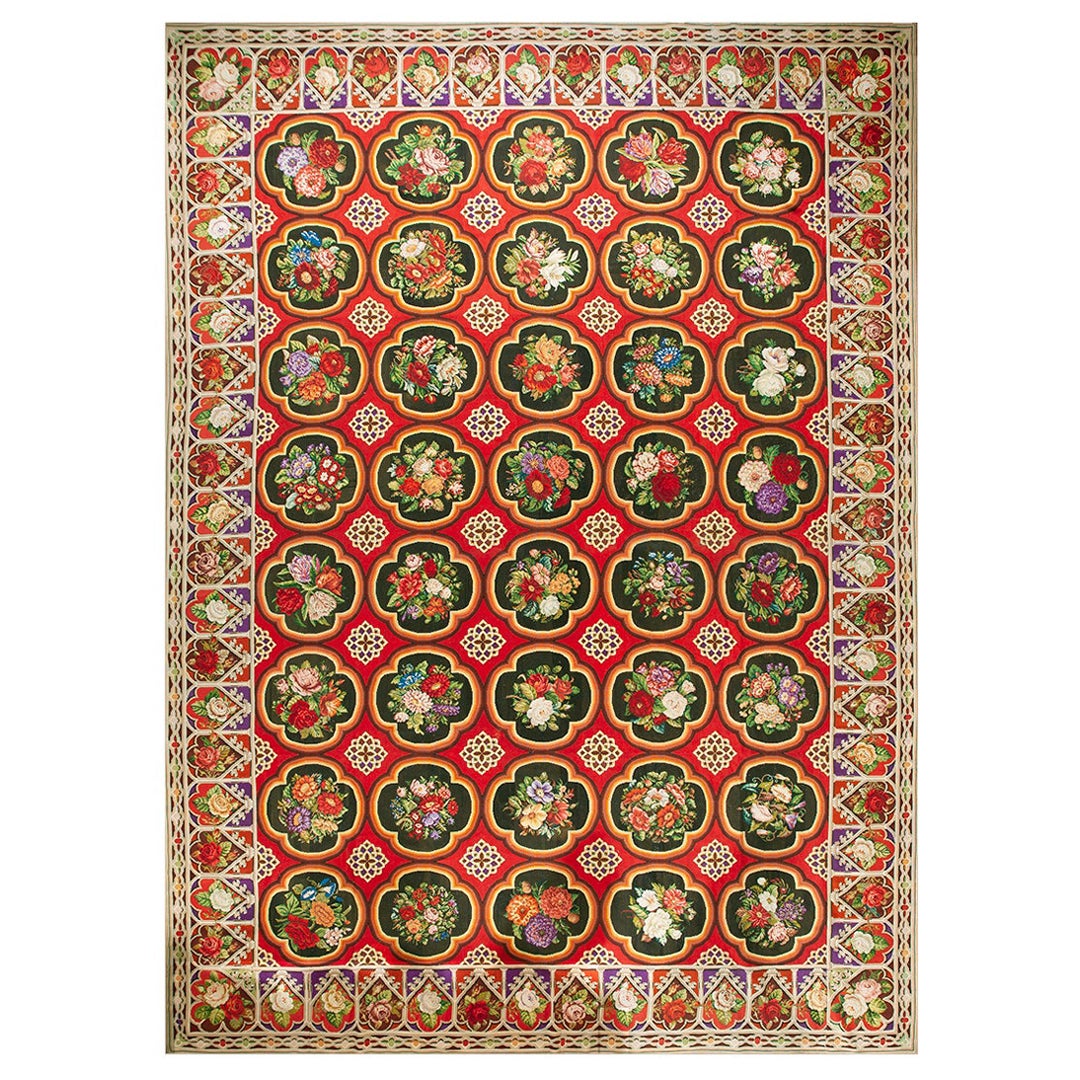 19th Century English Needlepoint Carpet ( 12' x 17' - 366 x 518 ) For Sale