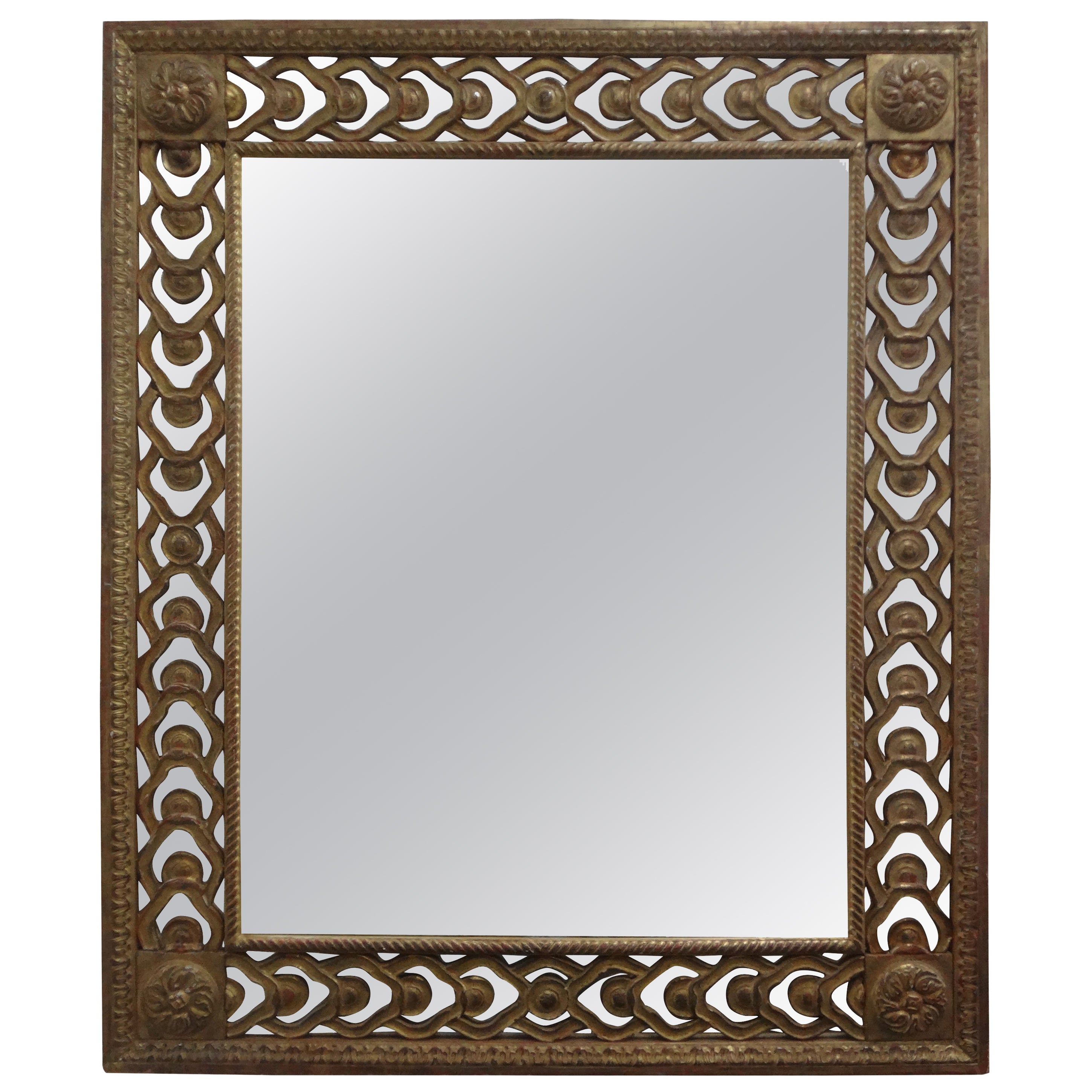 Italian Louis XVI Style Giltwood Fretwork Mirror For Sale
