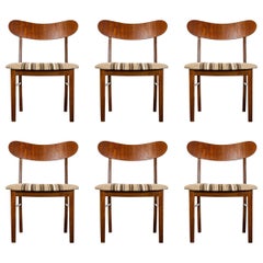Vintage Set of 6 Danish Mid-Century Modern Teak Chairs