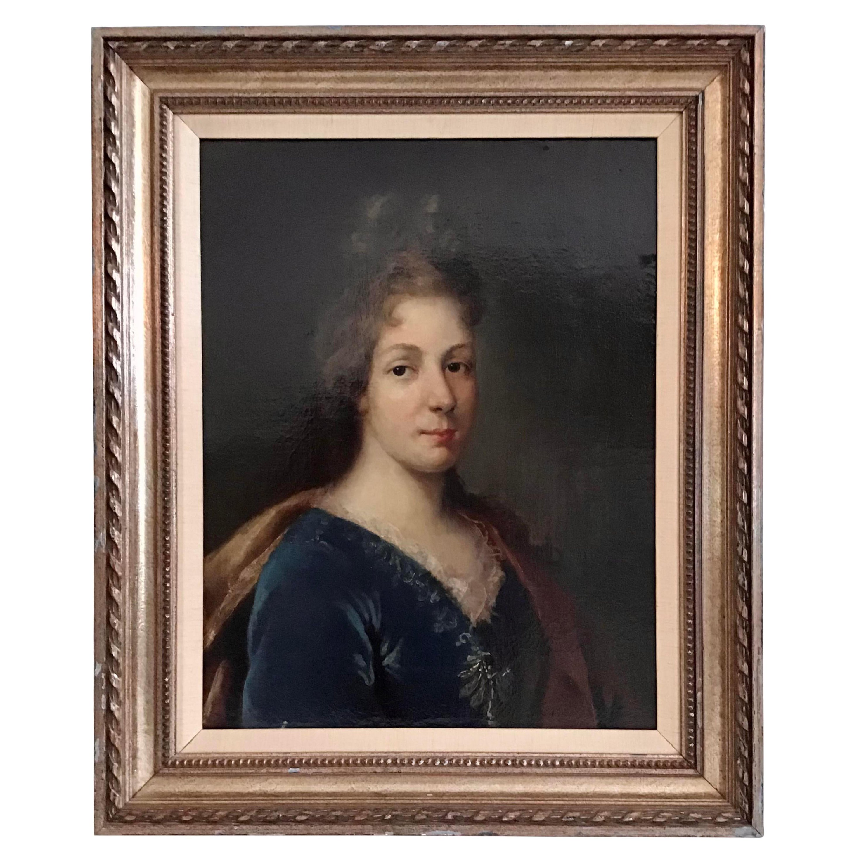 Portrait français du 18ème siècle d'une femme noble en vente