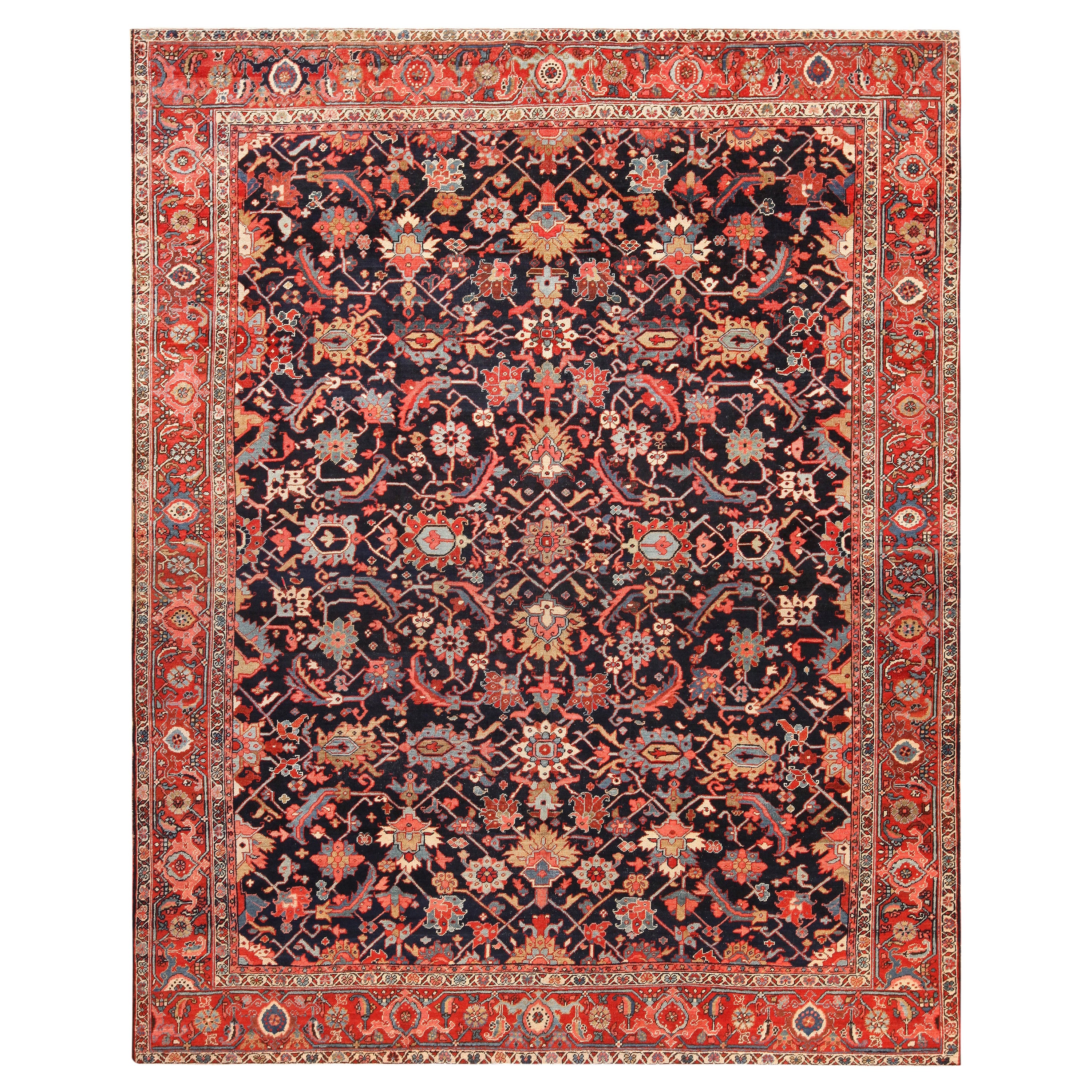 Antique Persian Heriz Rug. 8 ft 5 in x 10 ft 3 in For Sale