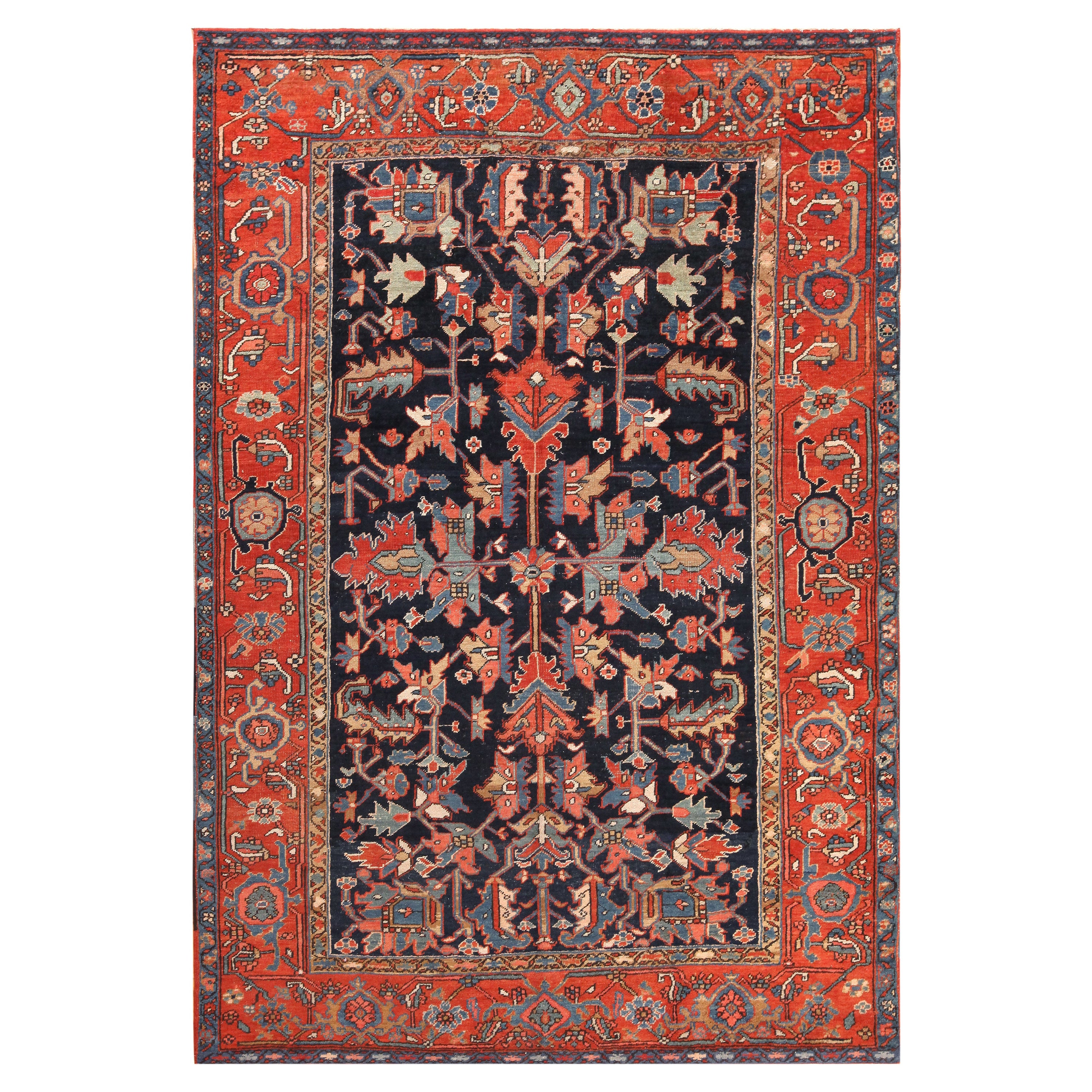 Nazmiyal Collection Antique Persian Heriz Rug. 6 ft 4 in x 9 ft