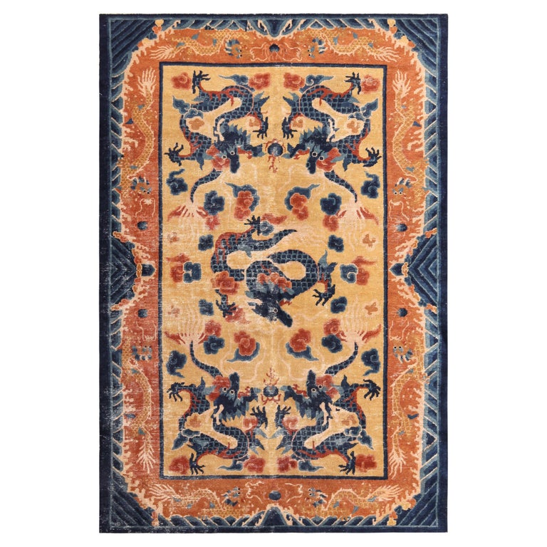 Dragon Small Rug Antique Chinese Dragon Design Rug. 5 ft 3 in x 7 ft 8 in For Sale at ...