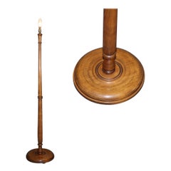 Beautiful Antique 1920s Oak Wooden Floor Lamp 