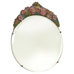 Antique Round Floral Beveled Easel Table Mirror in Autumn Tones as shown on others