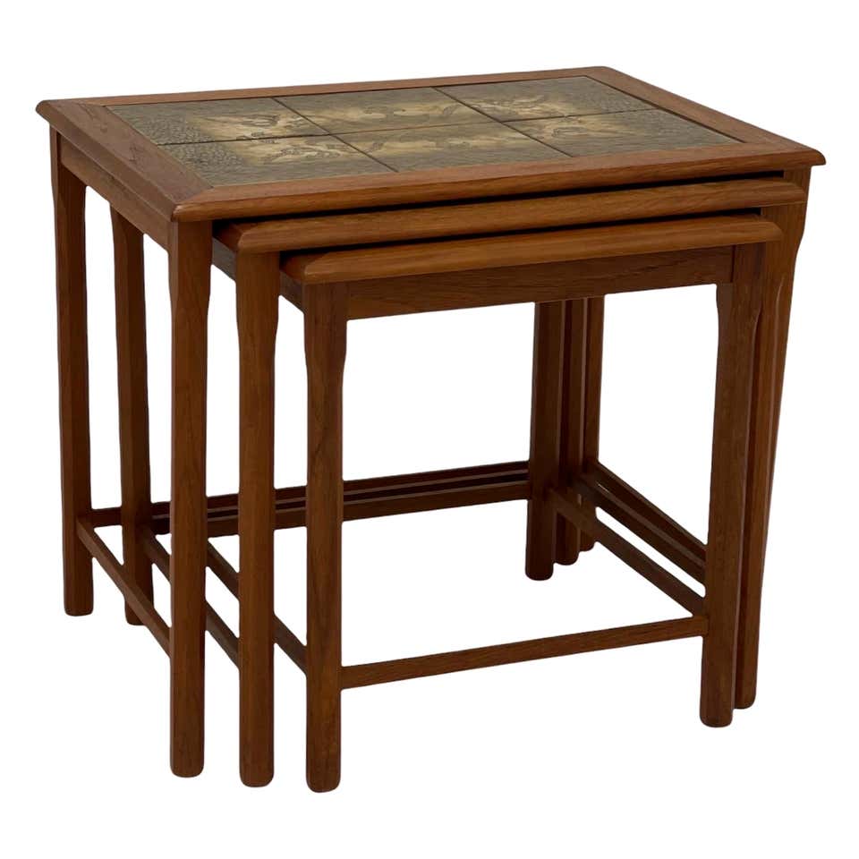 Jessie Small Round Nesting Coffee Tables - 40x40x48cm, Walnut Finish, Mid Century Modern For Living Room