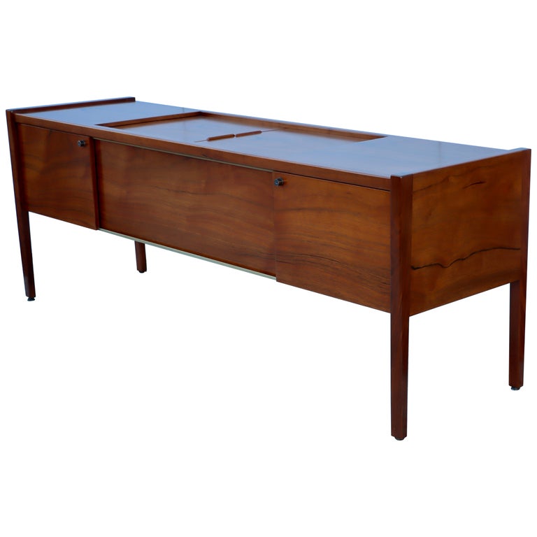 Poubelle Design En Noyer De Jens Risom - Vintage, Dimensions 12x12x13 Pouces, Occasion