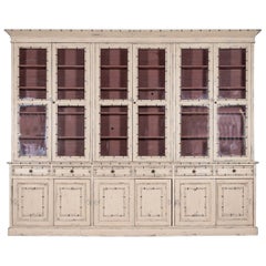 Monumental Faux Bamboo Painted Glazed Dresser / Bookcase Cabinet
