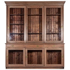 Large 19th Century Scottish Pine Glazed Bookcase / Display Cabinet