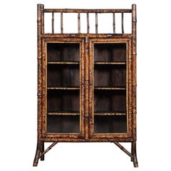 19th Century English Bamboo Glazed Display Cabinet