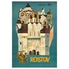 Original Vintage Soviet Travel Advertising Poster Rostov USSR Intourist Kremlin