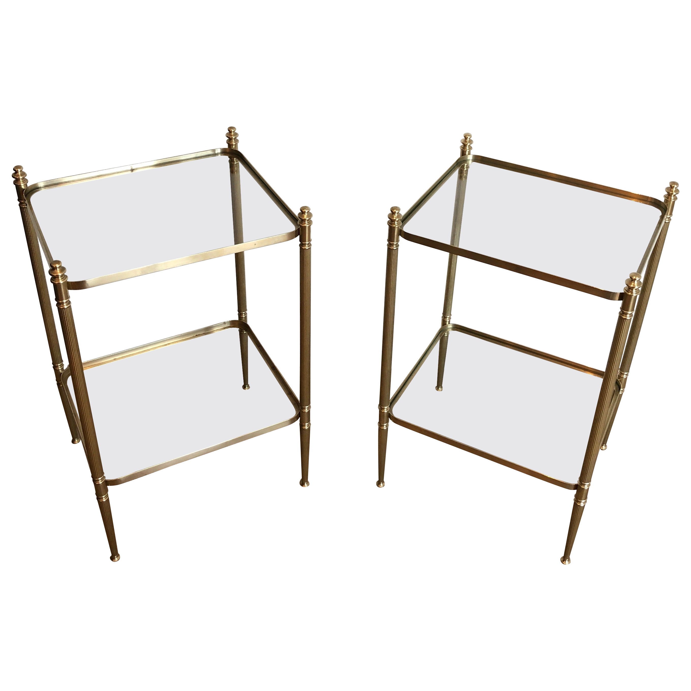 Pair of Neoclassical Style Brass Side Tables in the Style of Maison Jansen