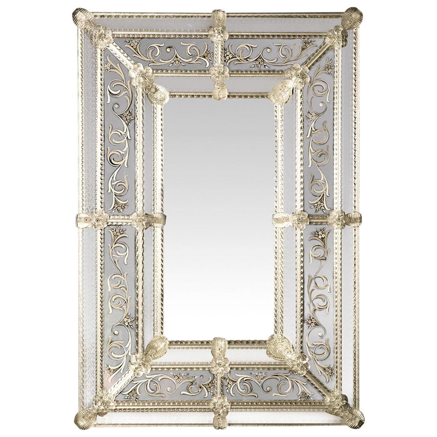 Inciso Venetian Glass Mirror For Sale