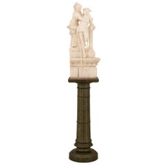 Antique Italian 19th Century Alabaster Statue of Romeo And Juliet Signed F. Vichi