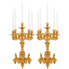 Pair of French 19th Century Louis XIV St. Ormolu Candelabras