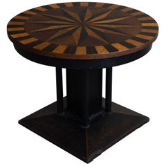 Danish Round Art Deco Side Table / Coffee Table with Insteria, Made in 1930s