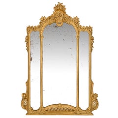 Miroir italien du XIXe siècle en bois doré de style Louis XV du XIXe siècle