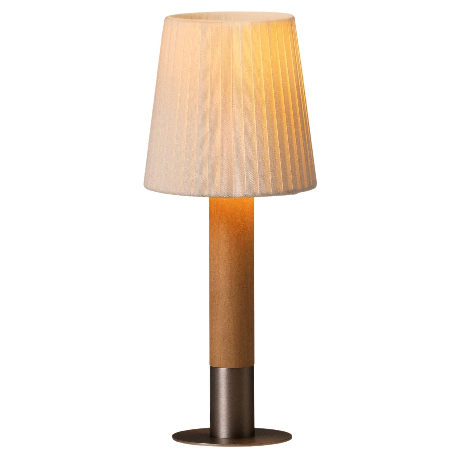 Lampada Da Tavolo Gitas In Metallo Nichel, Per Comodino O Lettura Con Paralume E27