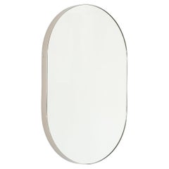 Capsula Pill Shaped Modern Mirror with Nickel Plated Frame, Medium