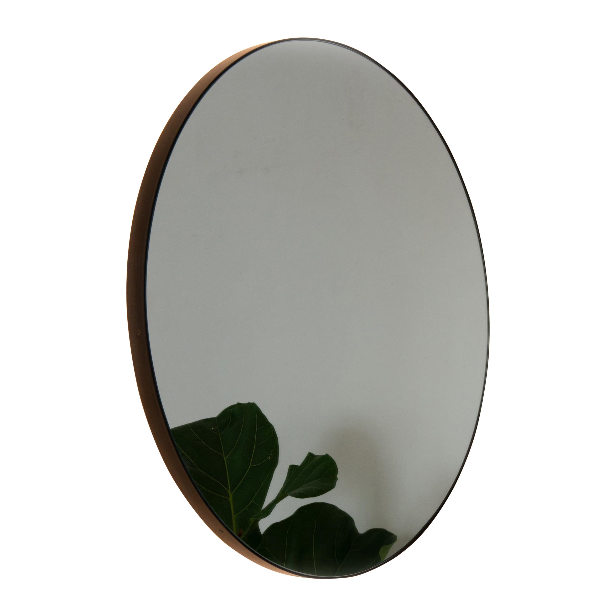 Orbis Back Illuminated Round Modern Mirror with Bronze Patina Brass Frame