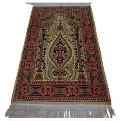 Handmade Vintage Turkish Hereke Silk Prayer Rug, 1970s, 1D23