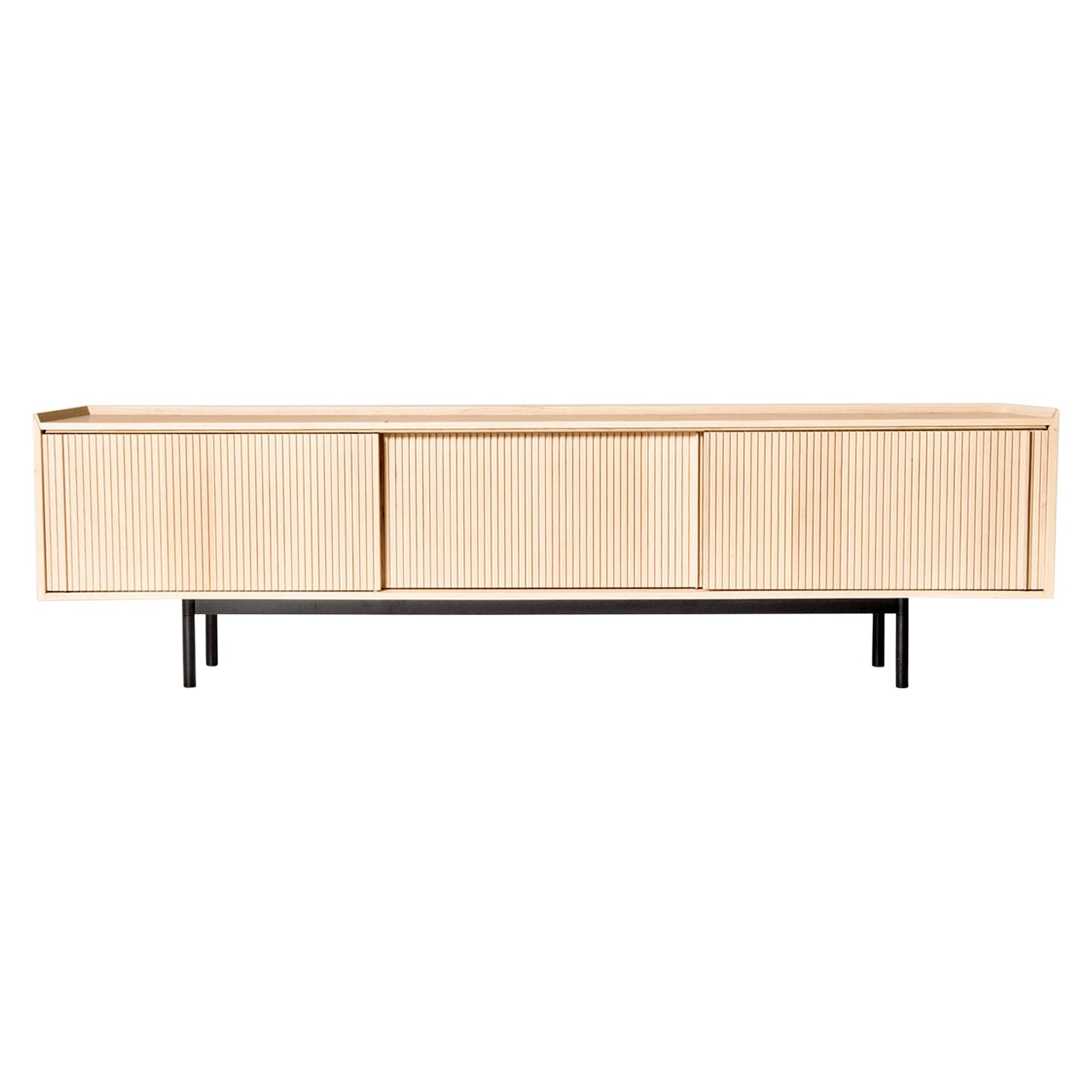 Sipario Solid Wood Sideboard, Ash in Natural Finish, 3 Doors, Contemporary For Sale