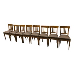 Set of Nine 19th Century German Biedermeier Walnut Dining Chairs