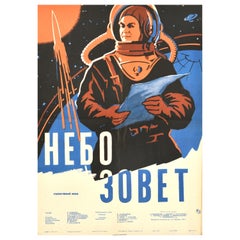 Originales russisches SciFi-Filmplakat „ Battle Beyond The Sun“, Space Race, Vintage