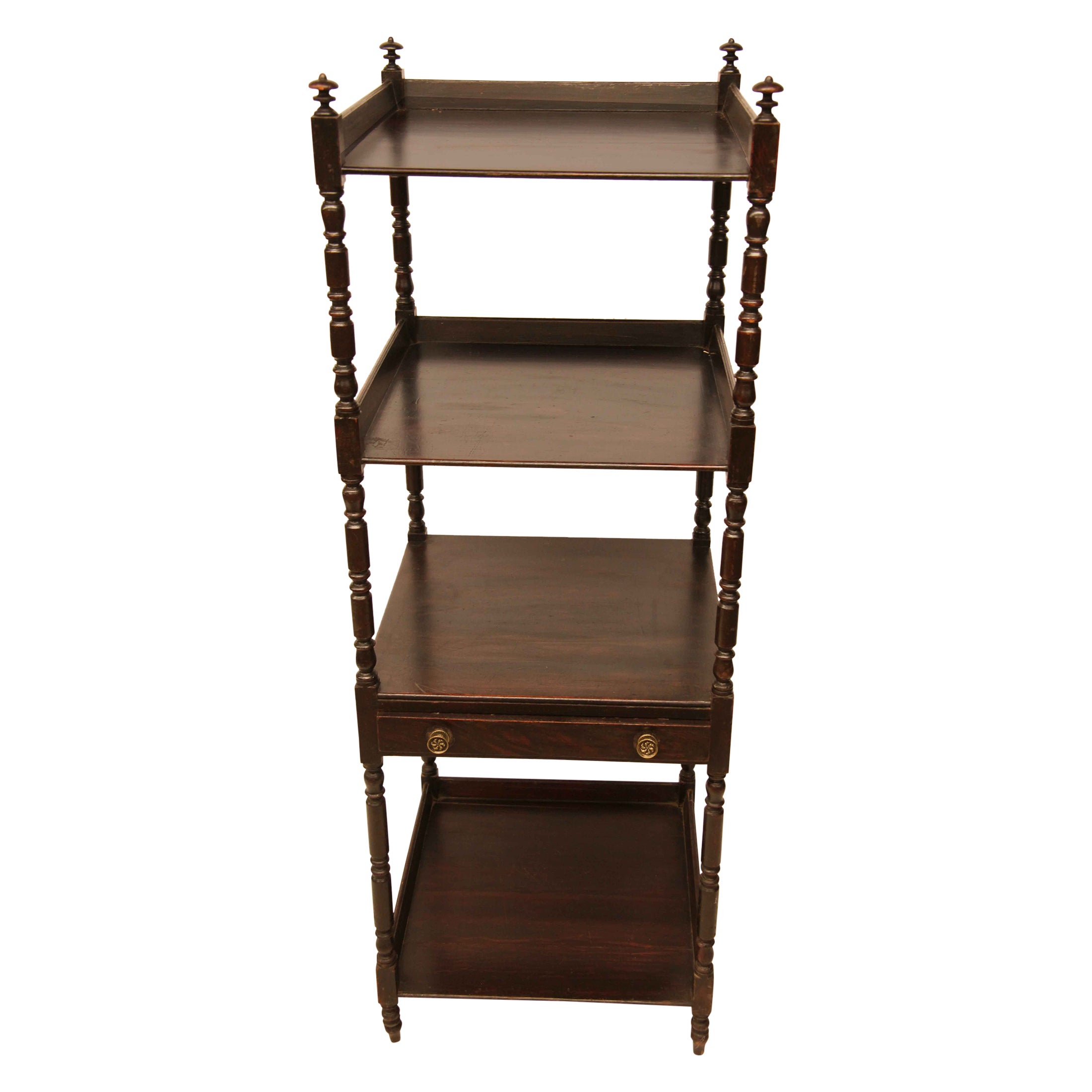 English Four Tier Grain Painted Etagere For Sale